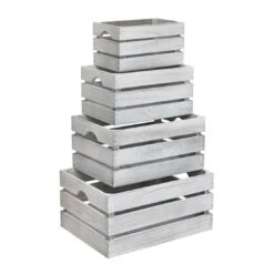 Set Of 4 Nesting Wooden Storage Boxes Crafts Wedding Hampers