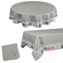 Fabric Christmas Tablecloths Table Covers / Napkins -XS Stock Shop grey sleigh trim opt 26563.1591950781.1100.1100