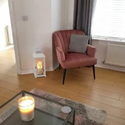 Hodge & Hodge Oyster Shape Armchair With Velvet Style Cover -XS Stock Shop pink chair 1 opt 54256.1597144290.1100.1100