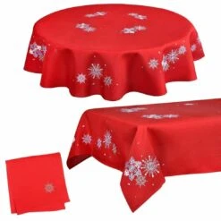 Fabric Christmas Tablecloths Table Covers / Napkins -XS Stock Shop snowflake red 1600 opt 40876.1591950178.1100.1100