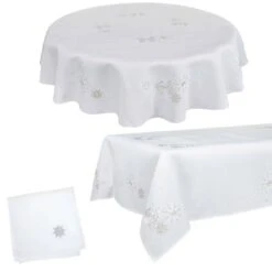 Fabric Christmas Tablecloths Table Covers / Napkins -XS Stock Shop snowflake white 1600 opt 48753.1591950284.1100.1100