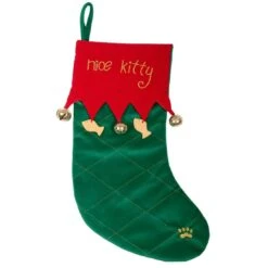 Nice Kitty Pet Cat Christmas Stocking Red & Green Fabric -XS Stock Shop xs3695 1600 1 21663.1547477431.1100.1100