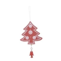 Set Of 6 Wooden Tree Christmas Tree Decorations Boxed