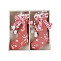 Set Of 6 Stocking Christmas Tree Decorations Wooden Boxed -XS Stock Shop xs4525 1600 2 45810.1496762703.1100.1100
